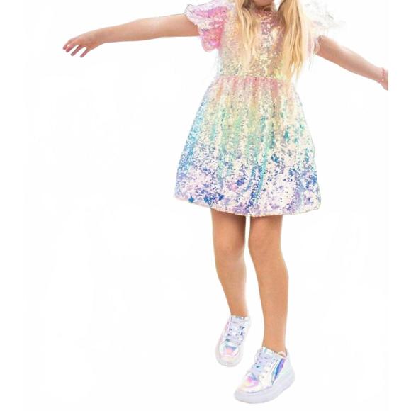 NEW LOLA + THE BOYS sequin ombre dress in multicolor - Picture 1 of 5